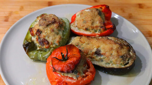 Légumes farcis à la chair à saucisse et aux châtaignes