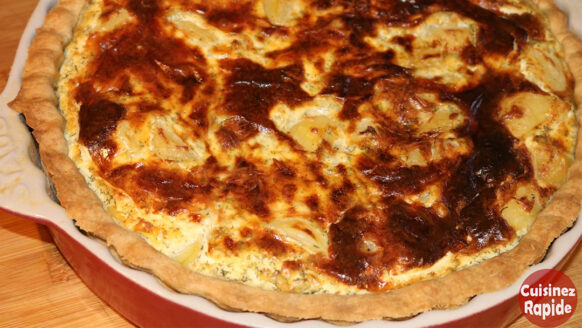 Quiche au saumon fumé, pommes de terre et aneth